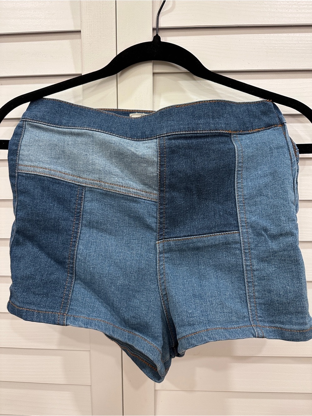 Free People Patchwork Denim High-Rise Women’s Shorts - Blue size 27